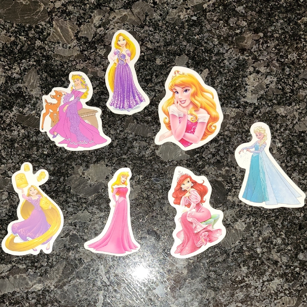 7 Disney Princess Sticker Set - Pink, Purple, Blue